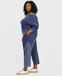 And Now This Trendy Plus French Terry Barrel-Leg Pants