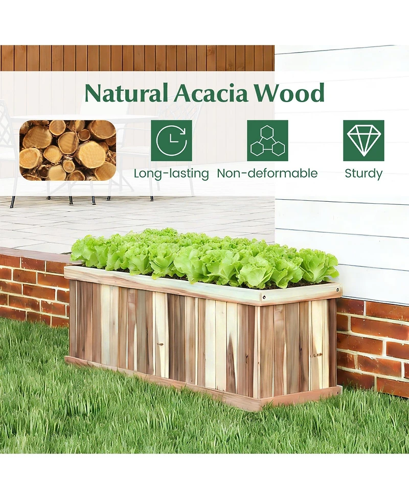 Sugift Acacia Wood Raised Garden Bed Rectangular Planter with Drainage