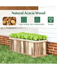 Sugift Acacia Wood Raised Garden Bed Rectangular Planter with Drainage