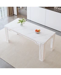 Rainsken 71 x 31.5 inch Mdf Spliced Tabletop Dining Table, Multi-Functional Table Suitable for 6-8 people, for Dining Rooms, Living Rooms