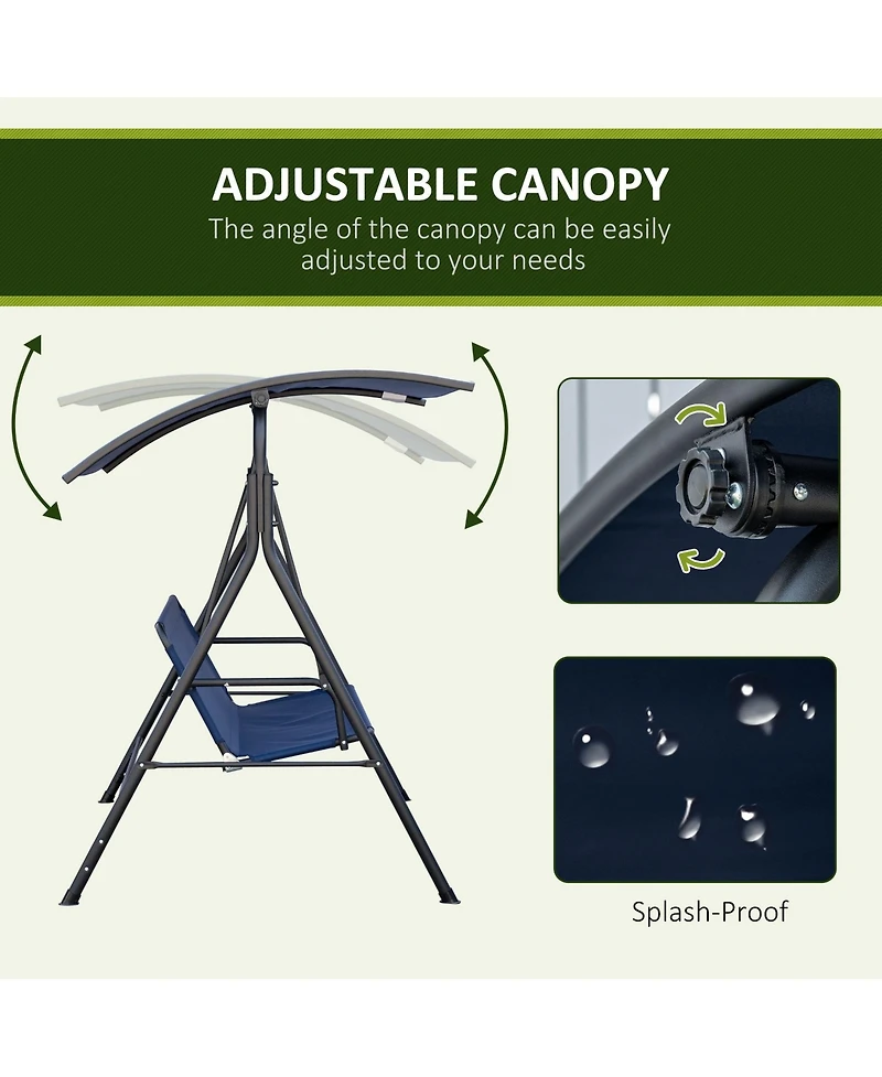Outsunny 3-Person Porch Swing with Adjustable Tilt Canopy