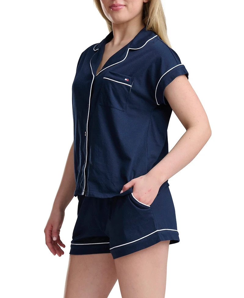 Tommy Hilfiger Printed Shirt and Shorts Pajama Set