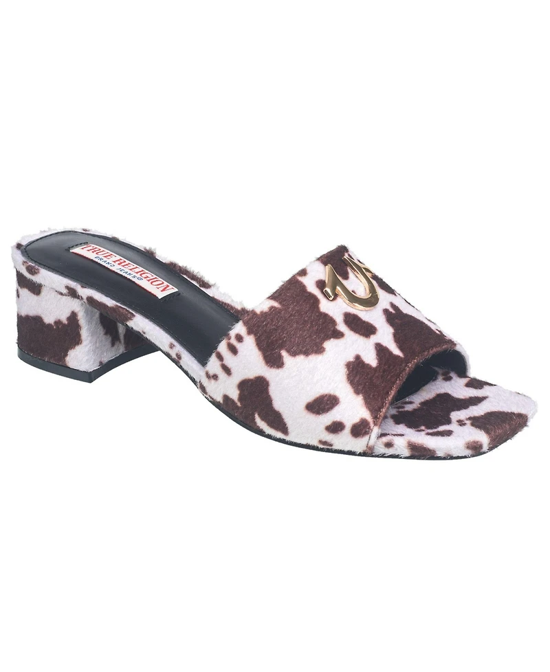 True Religion Womens Single Strap Logo Block Heel