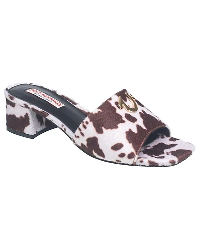 True Religion Womens Single Strap Logo Block Heel