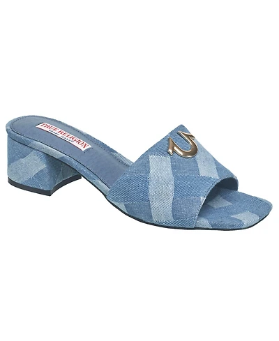 True Religion Womens Single Strap Logo Block Heel
