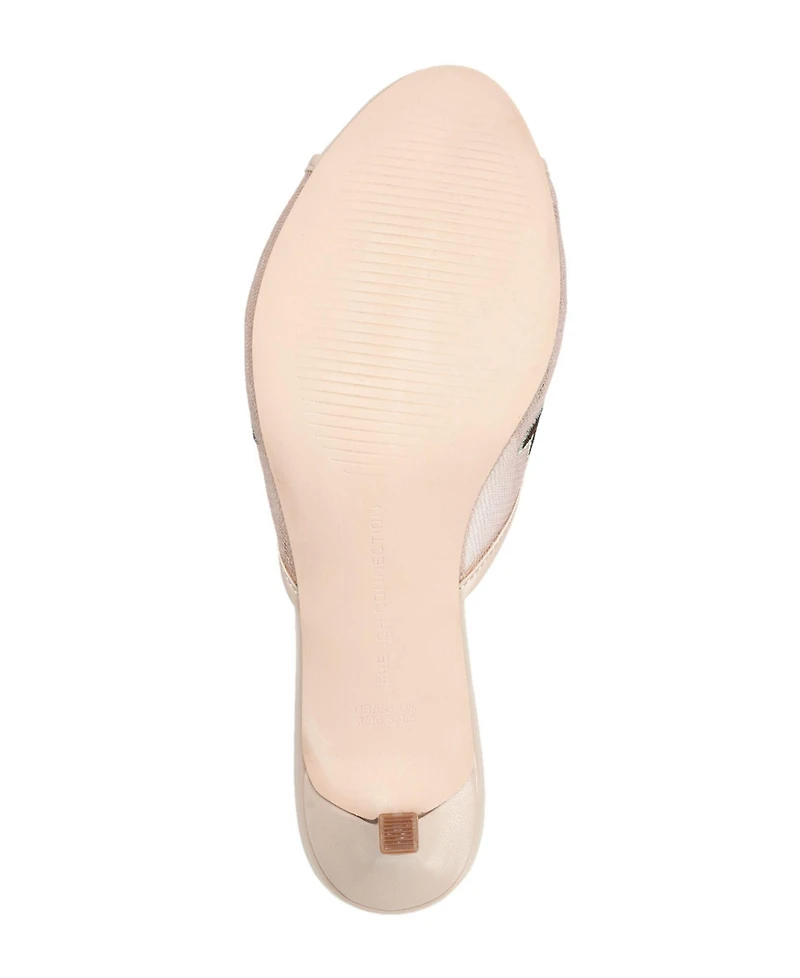 French Connection Womens Louvisa Embroidered Kitten Heel