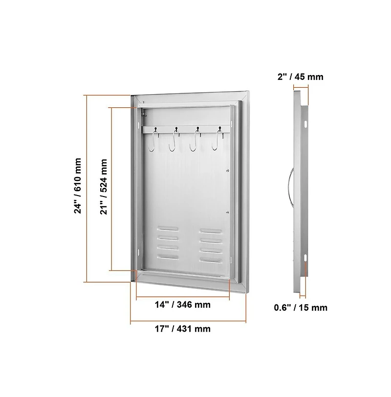Sugift Bbq Access Door in Single Outdoor Kitchen Stainless Door