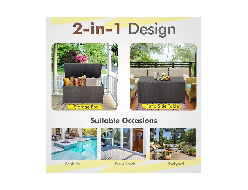 Slickblue 175 Gallon Outdoor Storage Box with Universal Wheels and Zippered Liner