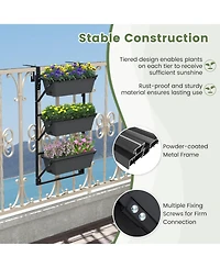 Slickblue Hanging Vertical Planter Wall-mounted Adjustable with Detachable Hooks-Black