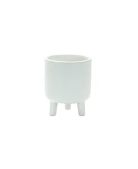 Slickblue Set of 2 Ribbed Stone Footed Planters for Stylish Indoor and Outdoor Decor