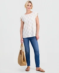 Style & Co Petite Flora Drop Cotton-Linen Dolman-Sleeve Top, Macy's Exclusive