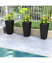 Sugift Set of 2 Tall Flower Pot with Open-ended Base