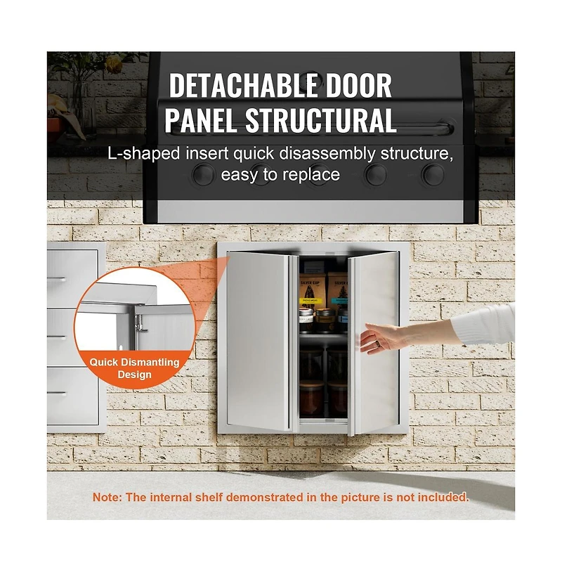 Sugift Bbq Access Door 24W x 24H in Double Flush Mount Stainless Outdoor