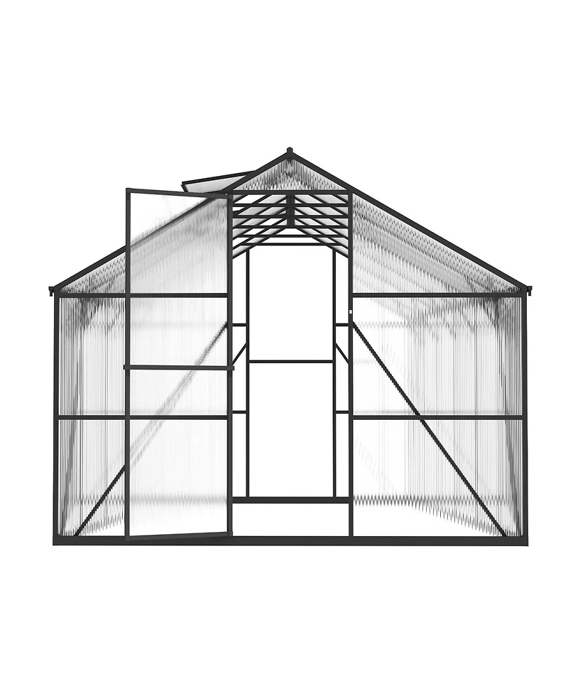 Sugift 8 x 12 Ft Polycarbonate Greenhouse With Adjustable Vent Walk-in Sunroom for Garden Use