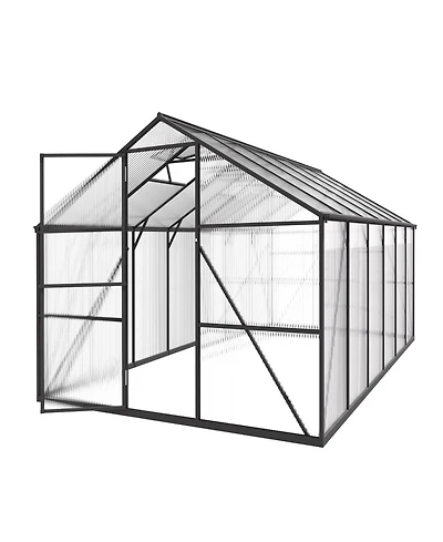 Sugift 8 x 12 Ft Polycarbonate Greenhouse With Adjustable Vent Walk-in Sunroom for Garden Use