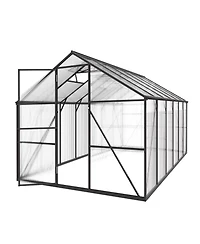 Sugift 8 x 12 Ft Polycarbonate Greenhouse With Adjustable Vent Walk-in Sunroom for Garden Use