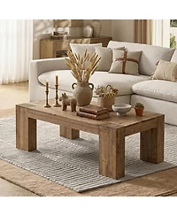 Tribesigns 55.12'' Solid Wood Coffee Table, Modern Farmhouse Wooden Center Table, Rectangle Coffee Table