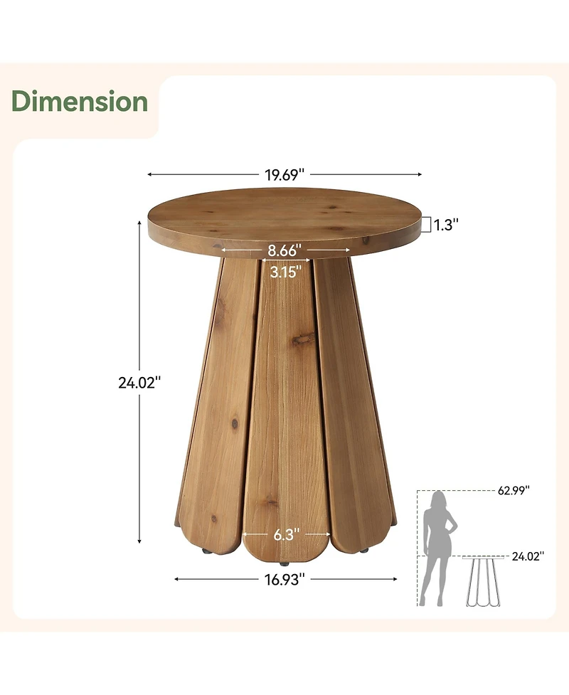 Tribesigns 20" Solid Wood End Table Set of 2, Round Side Table with Splayed Base, Farmhouse Nightstand Accent Table