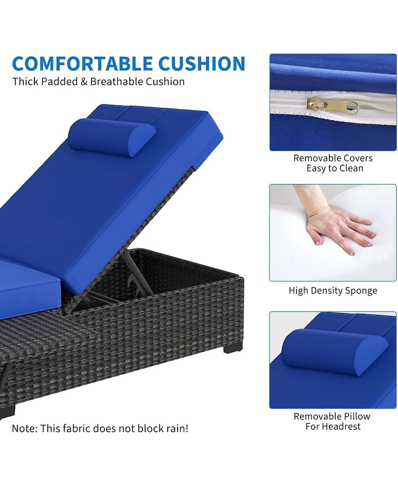 gaomon Set of 2 Adjustable Chaise Lounge Chairs with Foldable Side Table