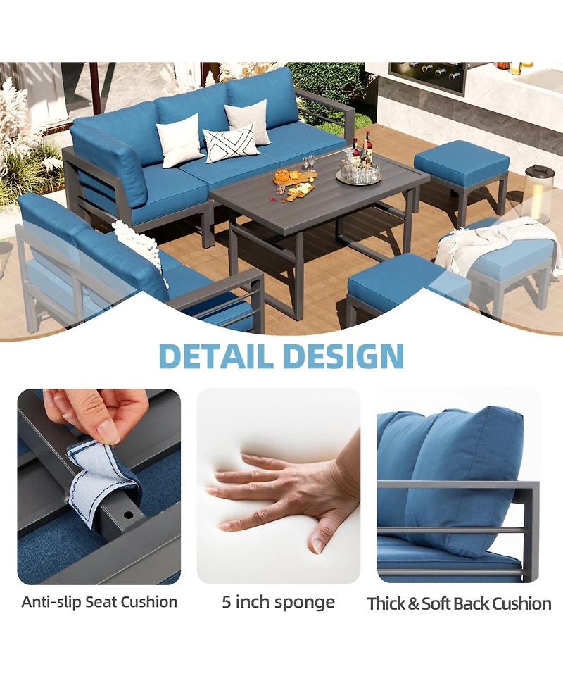 Aecojoy Aluminum Patio Furniture Set with Table and Chair