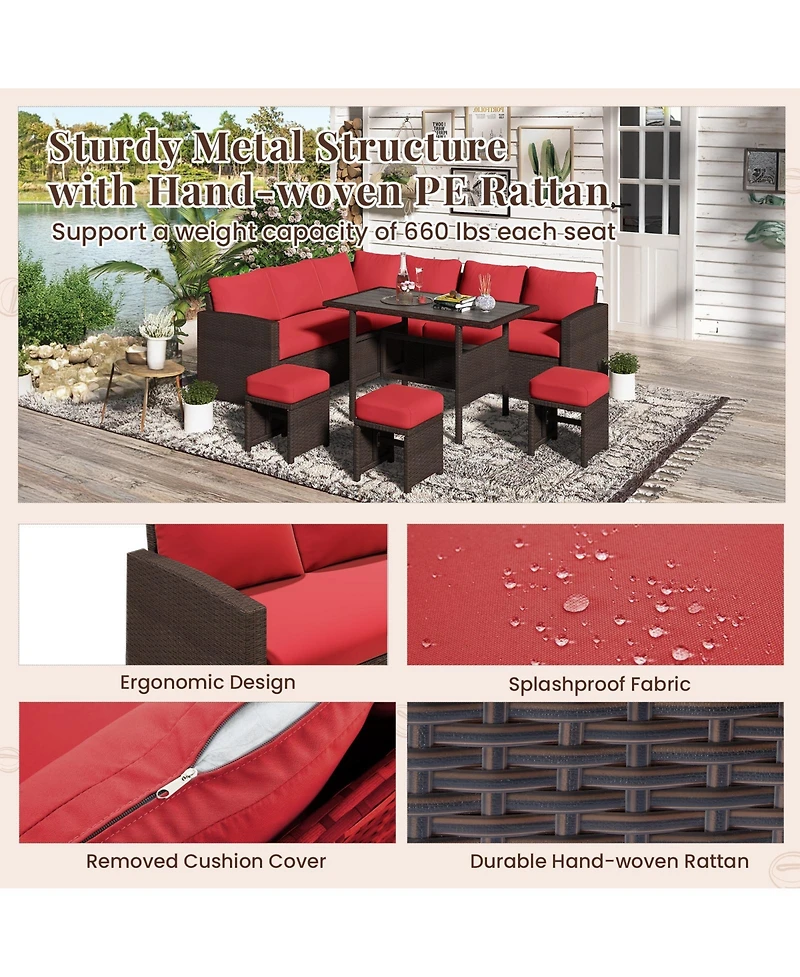 Aecojoy 7 Pieces Outdoor Wicker Rattan Furniture Set