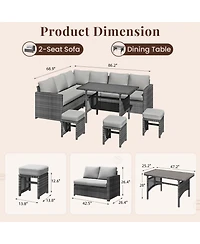 Aecojoy 7 Pieces Outdoor Wicker Rattan Furniture Set