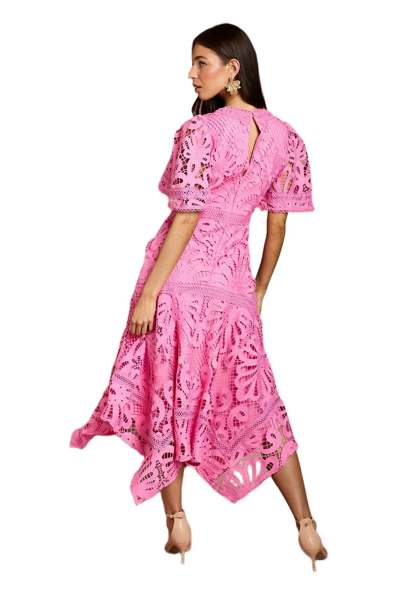Coast Women's Placement Lace Hanky Hem Dress