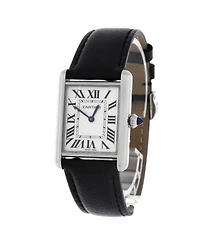 Pre-Owned Cartier Must de Cartier Tank Quartz Watch in Stainless Steel and Leather 25mm
