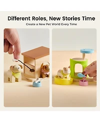 Tiny Land Wooden Dollhouse Accessories & Animal Dolls House Furniture Set