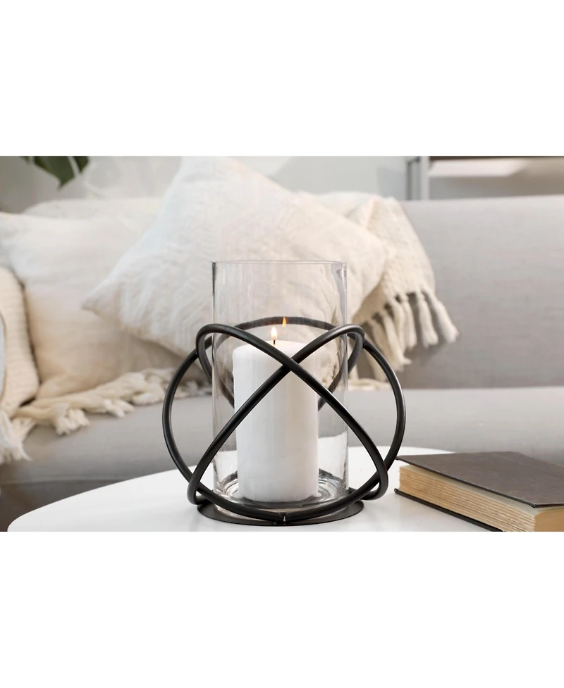 Danya B. Large Metal and Glass Orbits Hurricane Candleholder