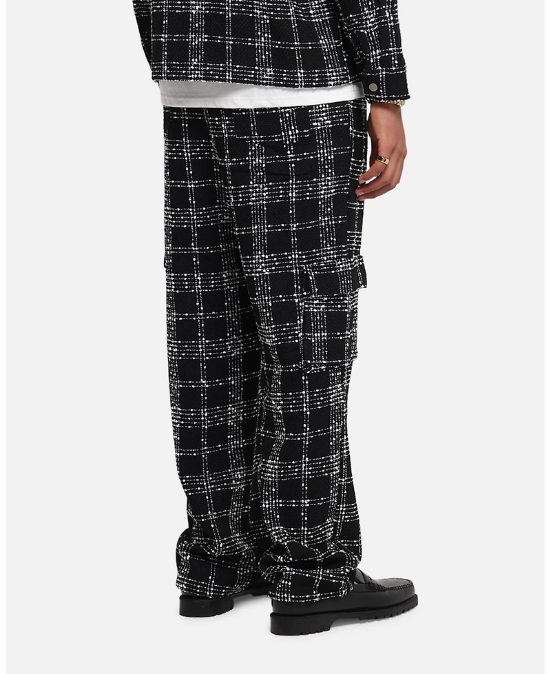 Xxiii Men's Boucle Tweed Plaid Cargo Pants