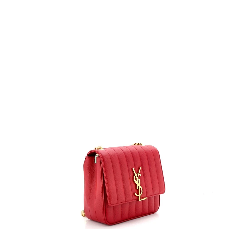 Pre-Owned Saint Laurent Medium Vicky Crossbody Bag Vertical Quilted Grainy Leather