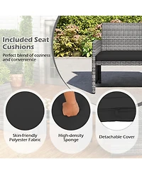 Sugift 4 Piece Patio Conversation Set with Rattan Chairs Loveseat and Table