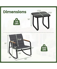 Sugift 3 Piece Outdoor Rocking Bistro Set with Porch Rocker Chairs