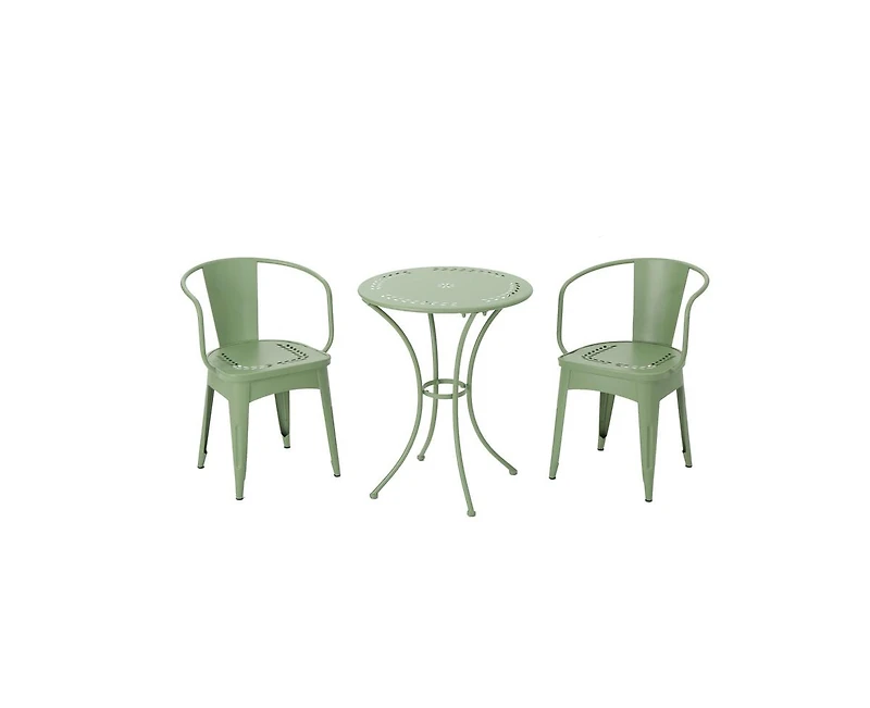 sumyeg 3-Piece Floral Pattern Iron Bistro Set with Stackable Chairs