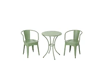 sumyeg 3-Piece Floral Pattern Iron Bistro Set with Stackable Chairs