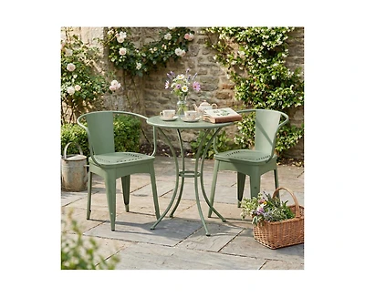 sumyeg 3-Piece Floral Pattern Iron Bistro Set with Stackable Chairs