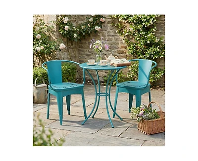 sumyeg 3-Piece Floral Pattern Iron Bistro Set with Stackable Chairs