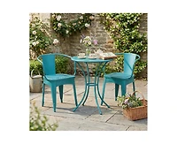 sumyeg 3-Piece Floral Pattern Iron Bistro Set with Stackable Chairs