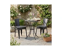 sumyeg 3-Piece Floral Pattern Iron Bistro Set with Stackable Chairs