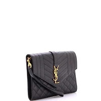 Pre-Owned Saint Laurent Classic Monogram Envelope Wristlet Clutch Mixed Matelasse Leather