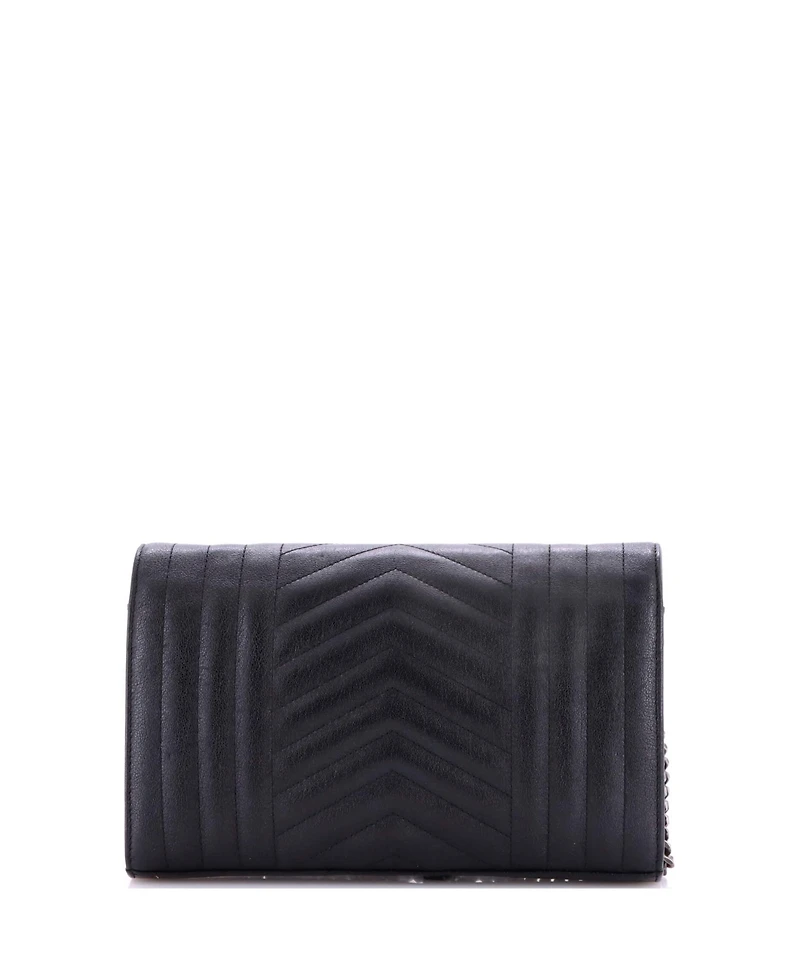 Pre-Owned Saint Laurent Medium Classic Monogram Chain Wallet Mixed Matelasse Leather