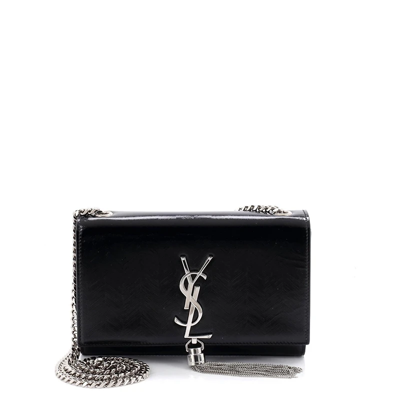 Pre-Owned Saint Laurent Medium Classic Monogram Tassel Crossbody Bag Patent