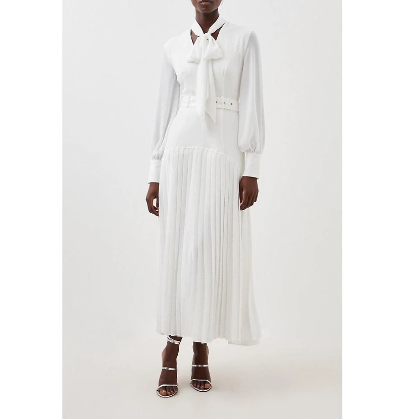 Karen Millen Jersey Ponte Georgette Mix Midi Dress
