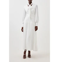 Karen Millen Jersey Ponte Georgette Mix Midi Dress