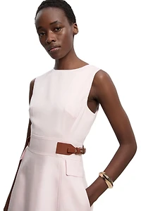 Karen Millen Women's Fitted Belt Crew Neck Midi Dress