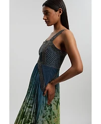 Karen Millen Women's Embellished Pleated Maxi Dress