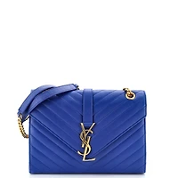Pre-Owned Saint Laurent Medium Classic Monogram Envelope Satchel Matelasse Chevron Leather