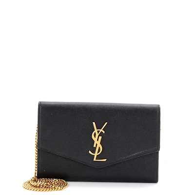 Pre-Owned Saint Laurent Uptown Chain Wallet Leather