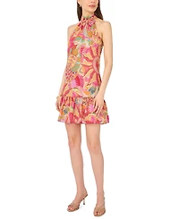 Msk Petite Printed Trapeze Halter Neck Dress